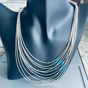 Navajo Liquid Silver Heishi Sterling Turquoise Graduated Southwestern Ne…